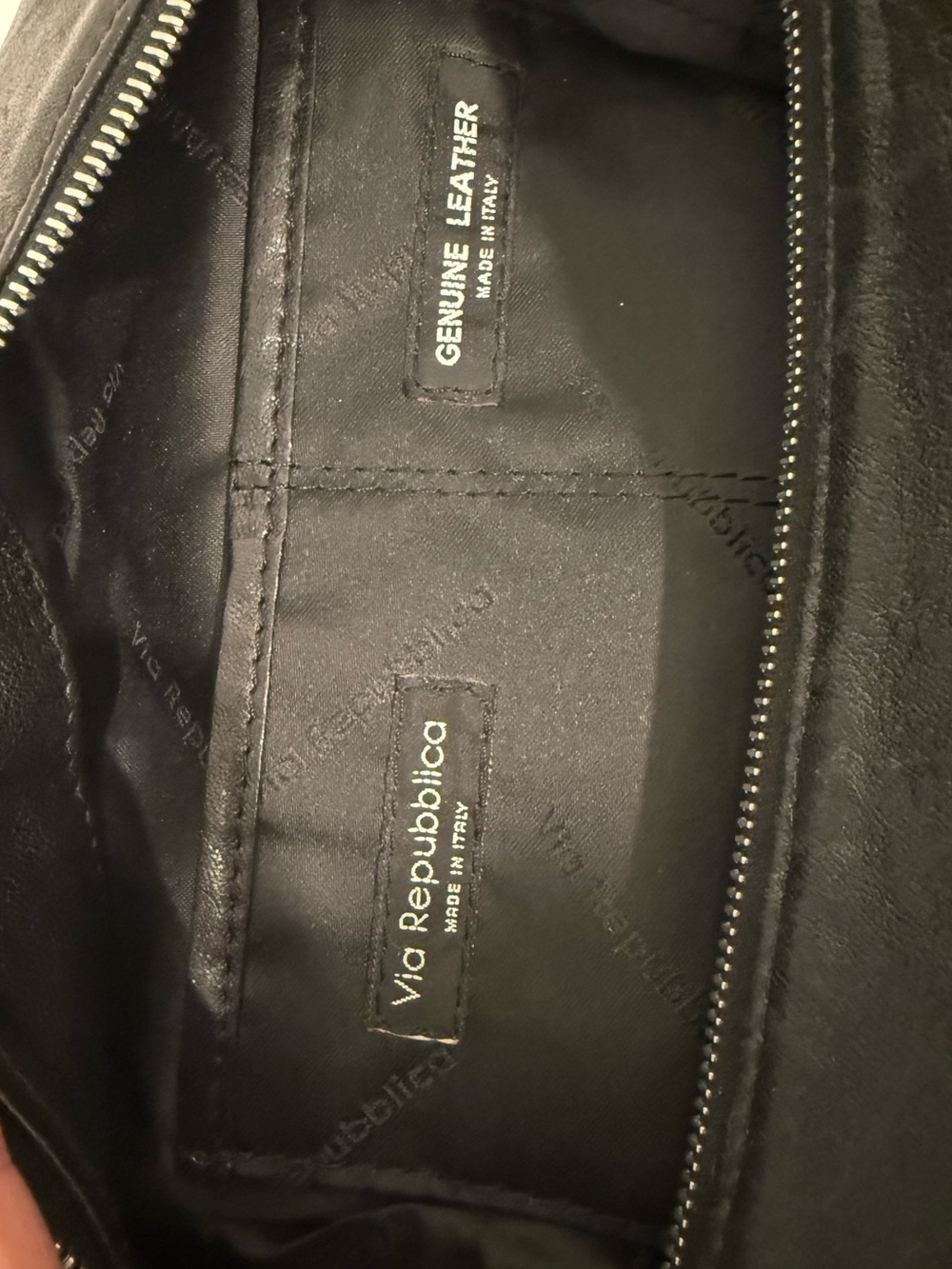 VIA REPUBBLICA NWOT Vintage Italian Leather Satchel Moto Utility Bag Black - Picture 10 of 11